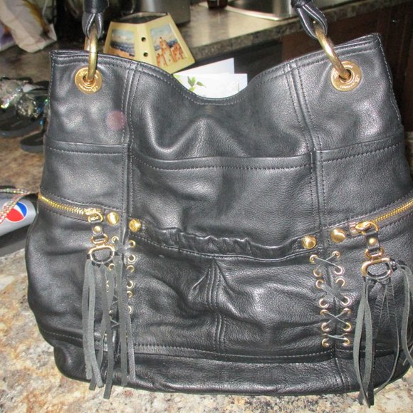 B Makowsky Black Leather Hobo - Picture 6 of 11